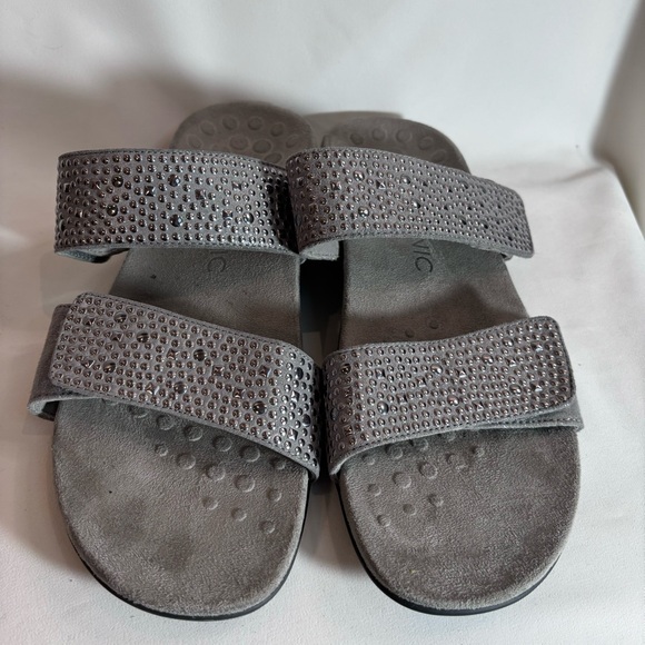 VIONIC Sz 10 Samoa Slides Slip On Sandals Comfort Insole Velcro Closure Flats - Picture 3 of 8